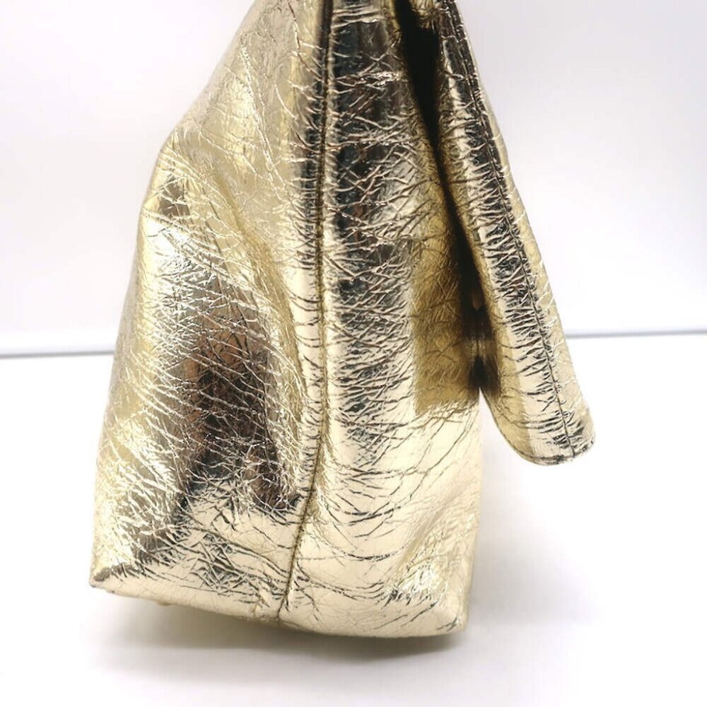 Zimmermann Fold Over Large Clutch Gold Metallic Leather NEW - Picture 4 of 11